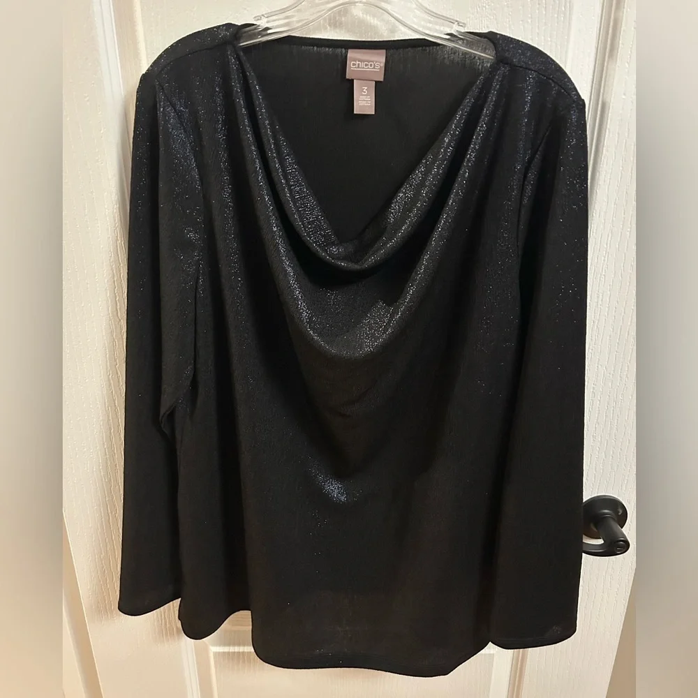 NWT Chico’s Elegant Black Cowl Neck Sweater